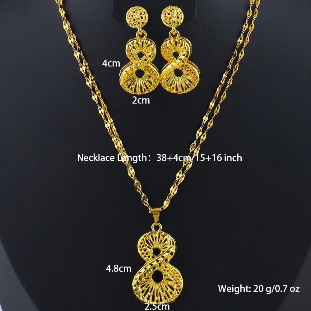 Dubai Gold Jewelry Set for Women Wedding Party Necklace Earrings Sets Indian Jewelry Set Free Shipping Bridal Costume Gifts