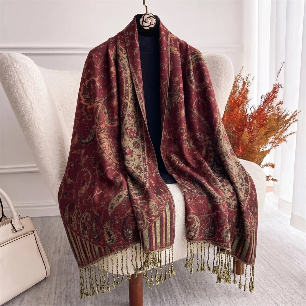 Pashmina Botanical Print Scarf Wrap Shawl