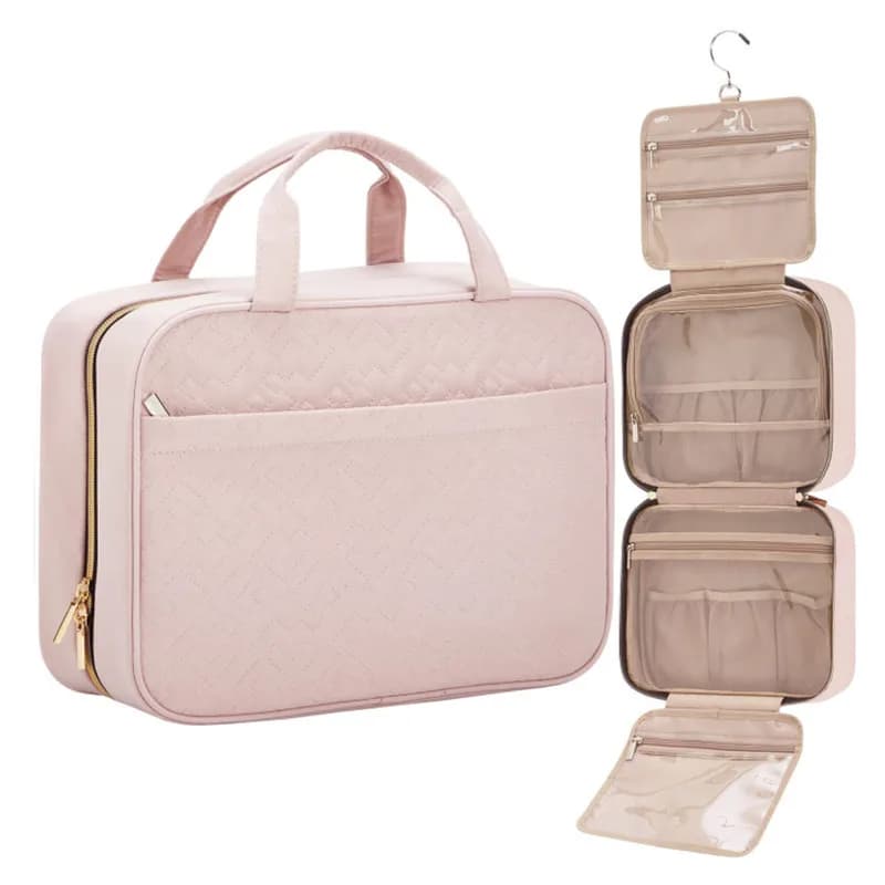 Toiletry Bag Travel Bag with Hanging Hook, Water-resistant Makeup Cosmetic Bag Travel Organizer for Accessories, Shampoo,