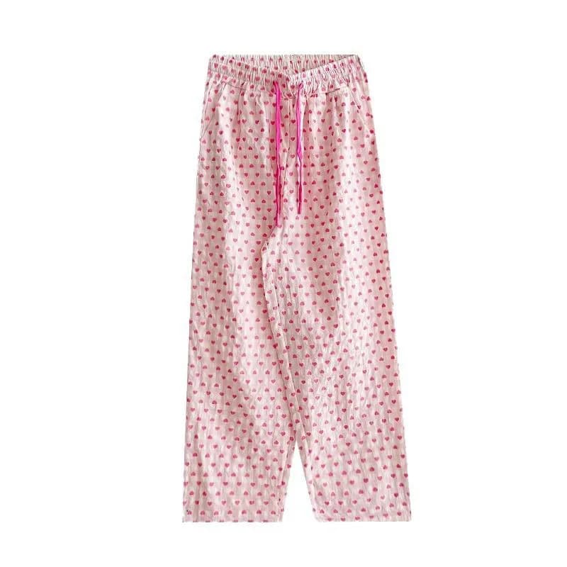 Heart-Printed Pajama Pants