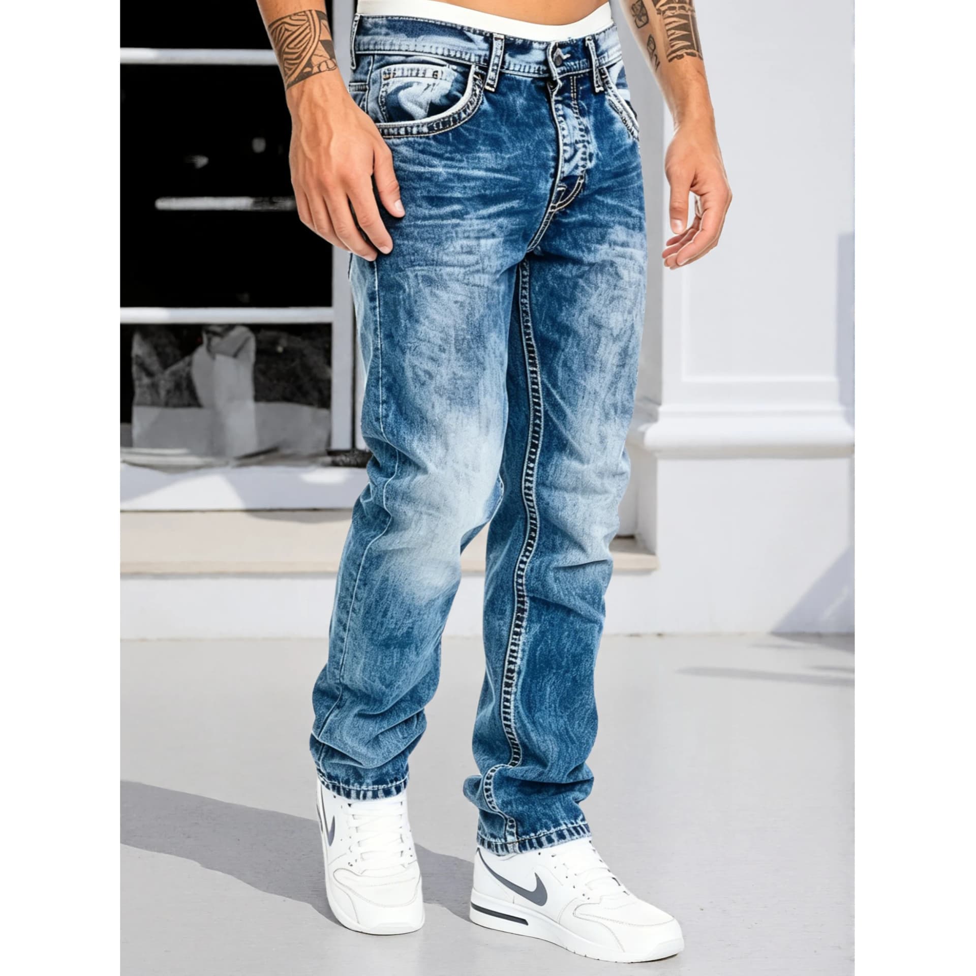 Men's Classic Straight Stretch Denim Jeans