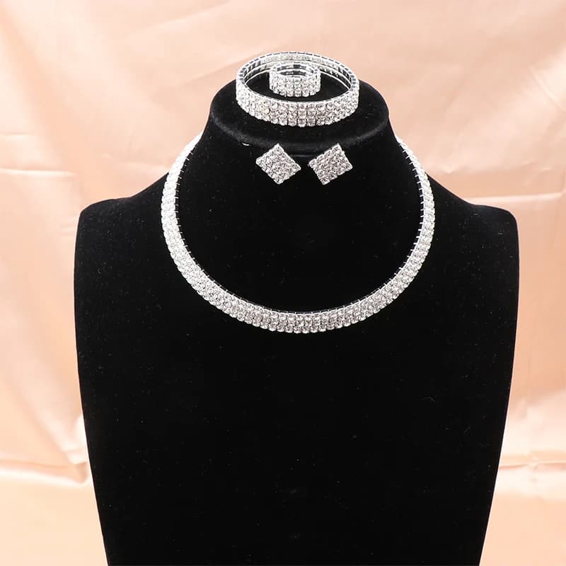 4Pcs/set Bridal Jewelry Set Necklace Bracelets Ring Earrings Set Super Gorgeous Luxury Shiny Fashion Jewelry Party Gift