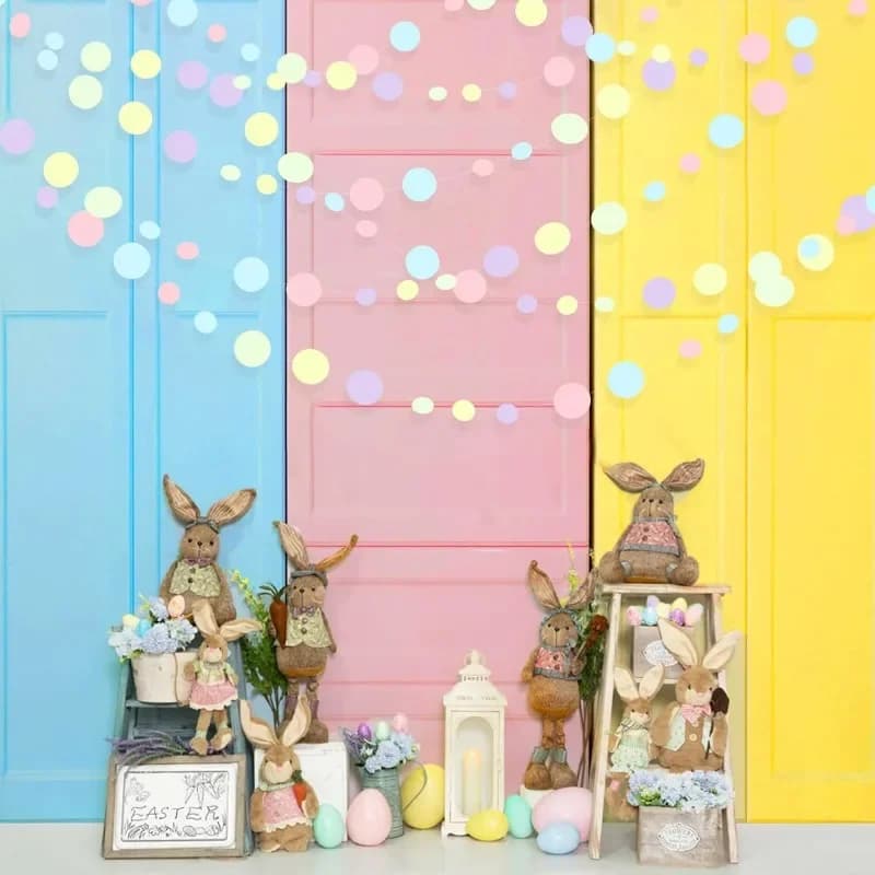 Pastel Kids Birthday Party Decorations Blue Purple Pink Green Circle Garland Hanging for Baby Shower Paper Polka Dot Streamers