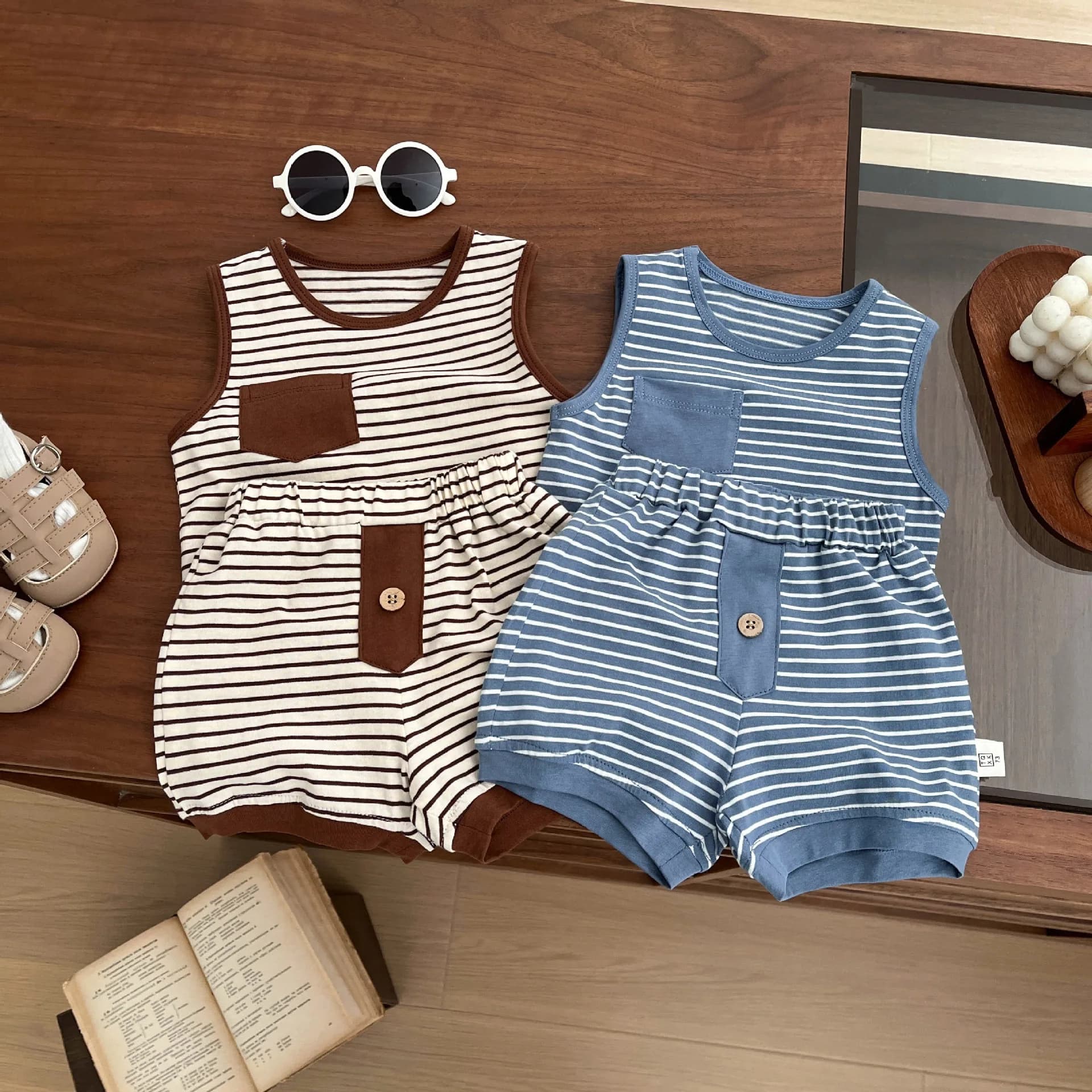 Kids Striped Two Piece Summer Outfit Set