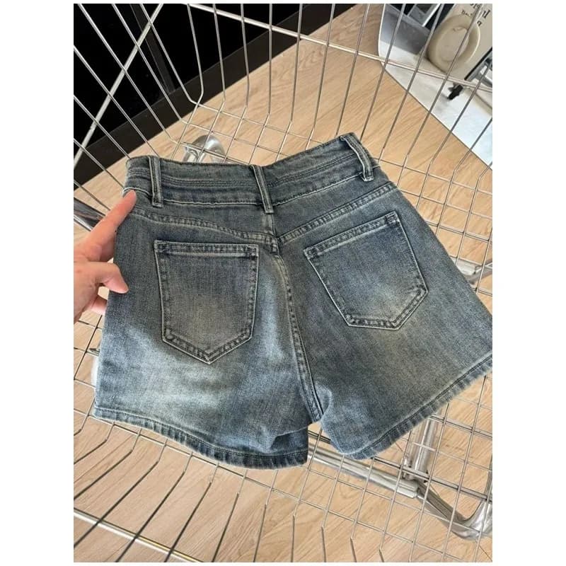 High Waist Stretch Denim Shorts