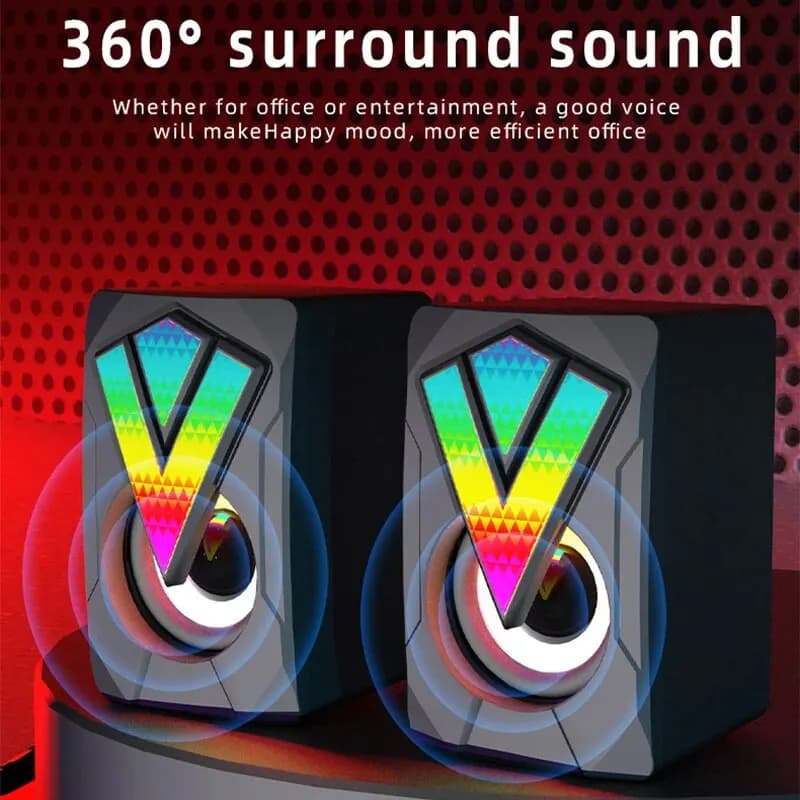 USB Wired Desktop Computer Speakers with Microphone