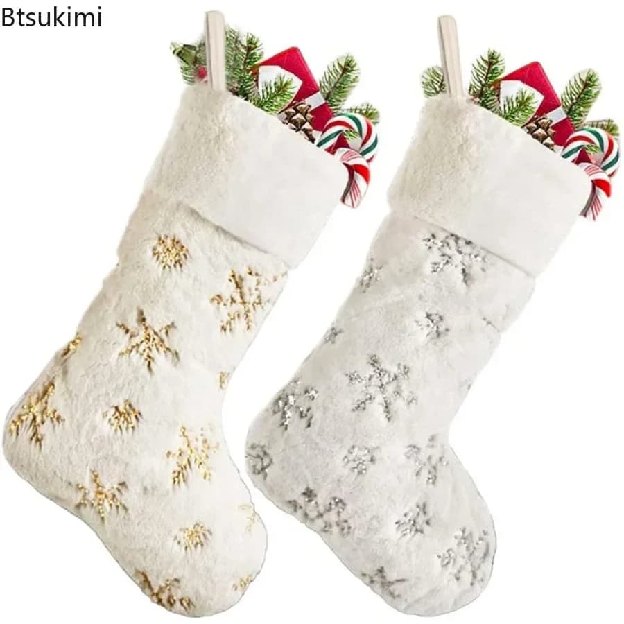 Christmas Stocking with Gold and Silver Sequins