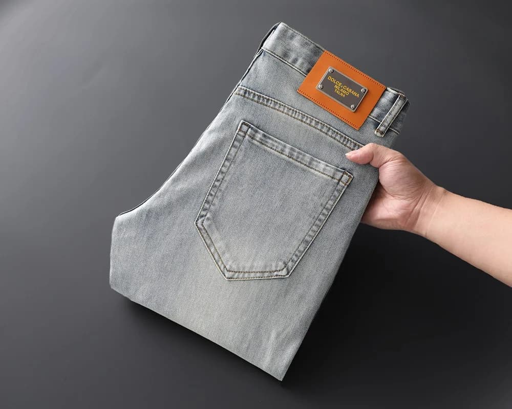 Men's Smoky Gray Slim Fit Printed Jeans