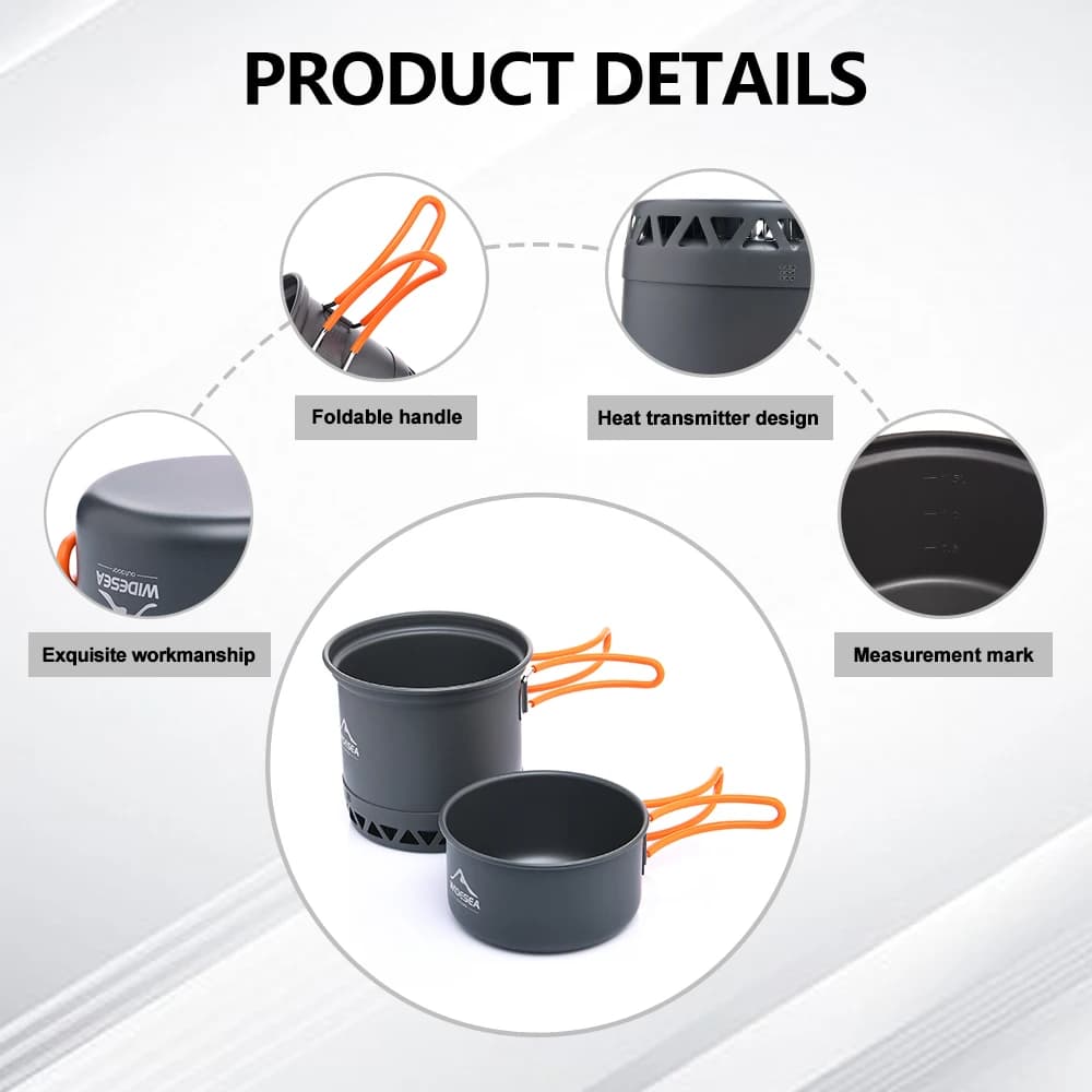 Hard Anodized Camping Pot Set 1.3L 2.3L