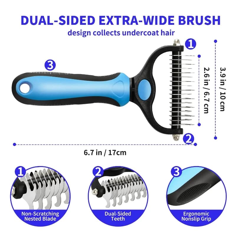 Pet Deshedding Brush with Self-Cleaning Button