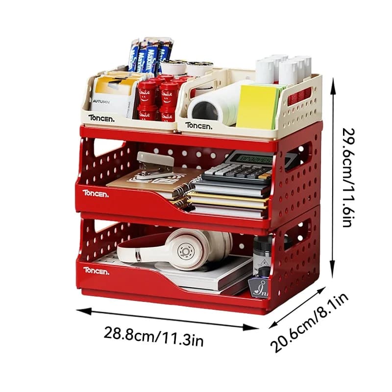 3-Tier Stackable Desk Organizer with Compartments