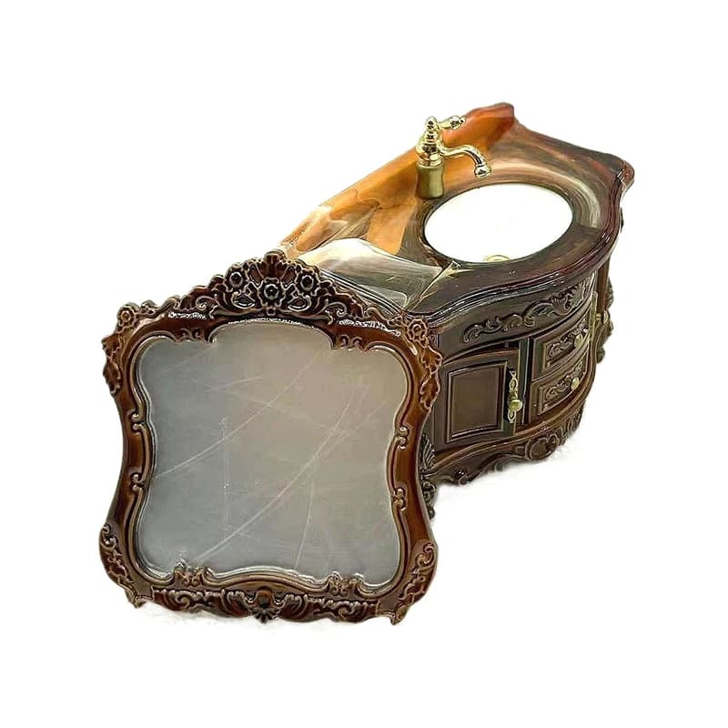 Dollhouse Decoration Accessories; Mini Bathroom Furniture with Basin, Sink and Mirror.