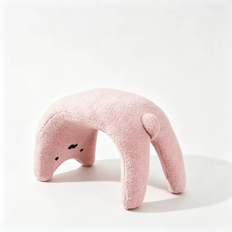Cute Cat Cartoon Upholstered Footstool