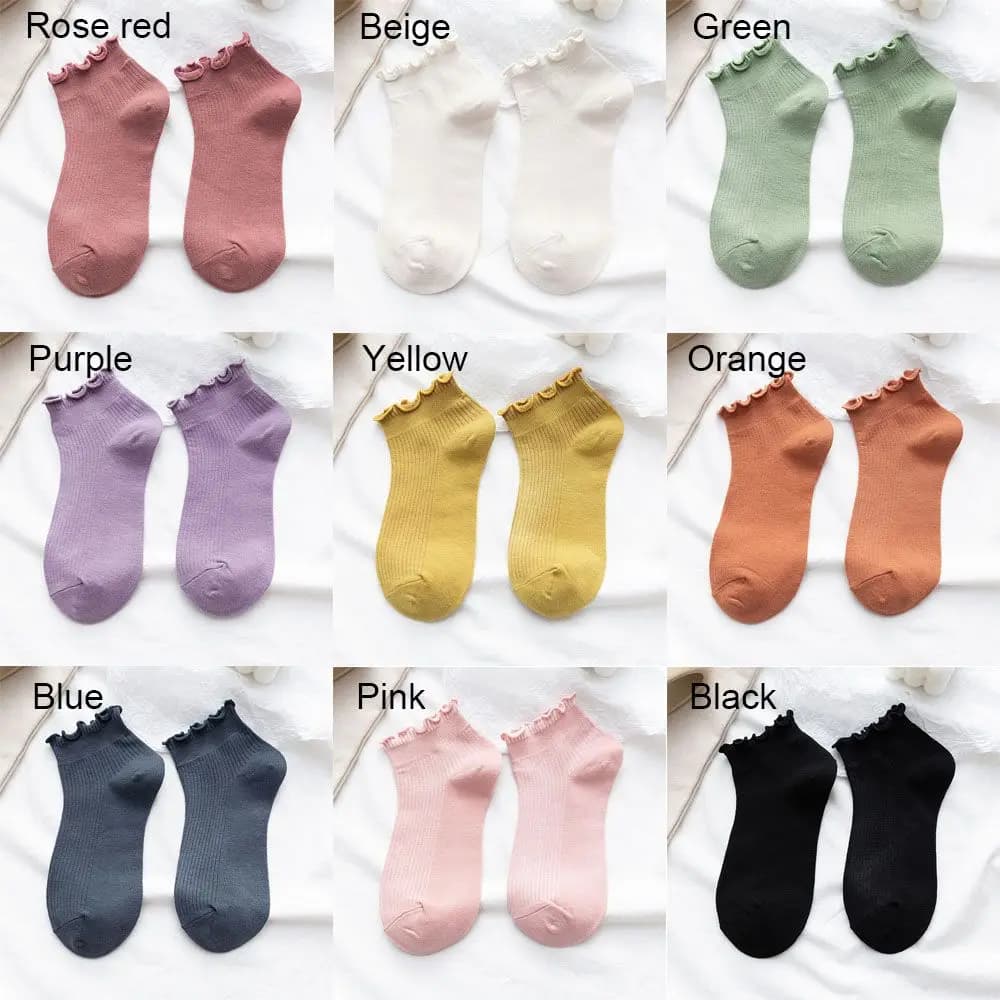 Women's Cotton Frilly Ruffle Ankle Socks