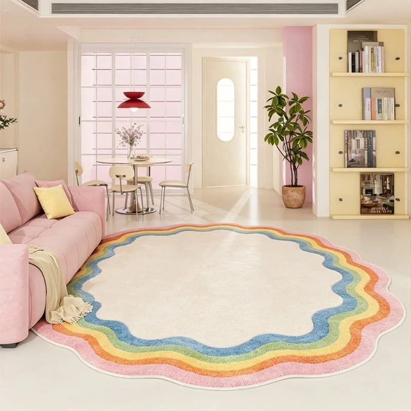 Irregular Shape Plush Area Rug Washable