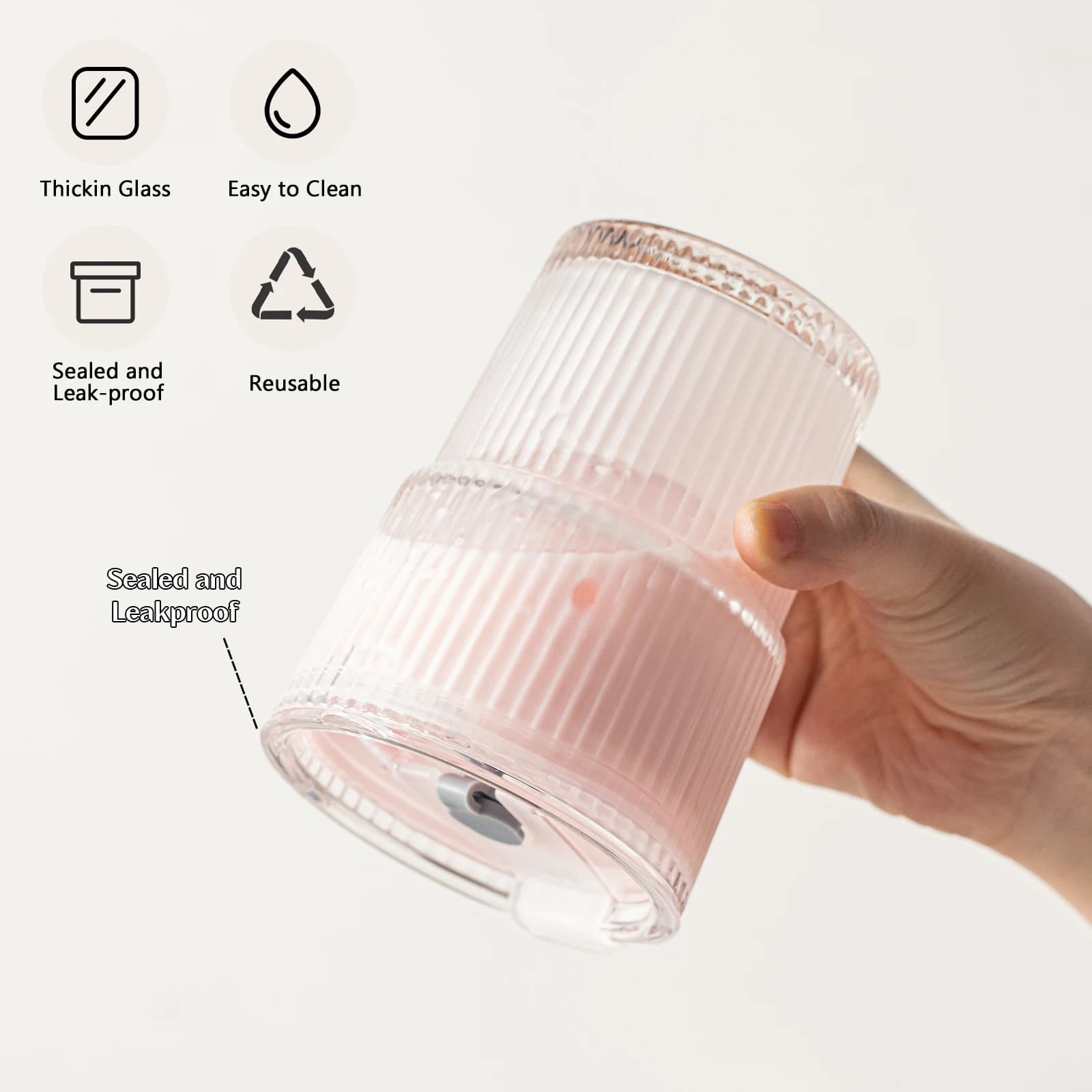 Glass Cups With Lids and Straws