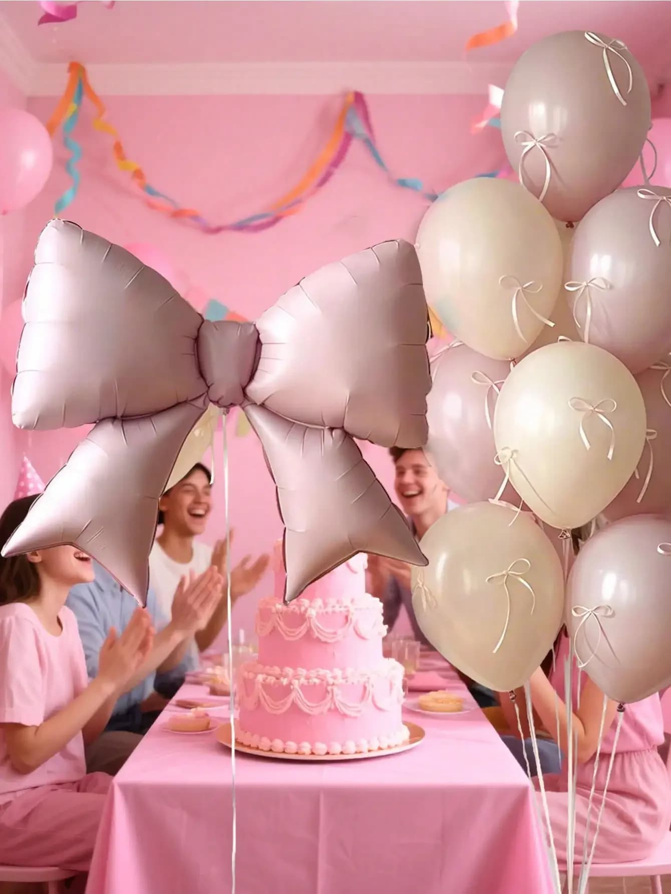 Large Decorative Balloons With Pink Bows