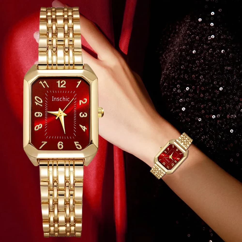 4-piece set of ladies' trend watches with different colored dials, alloy straps, high taste and high quality