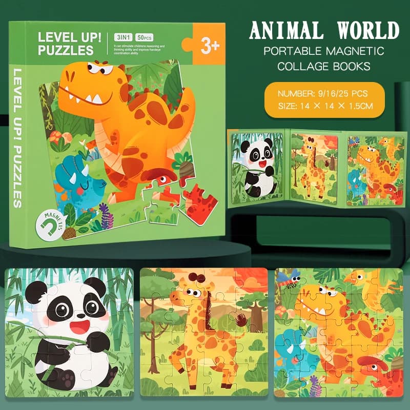 Wooden Jigsaw Puzzle Board with Geometric Shapes
