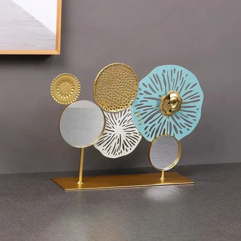 Round Metal Mirror Wall Art Sculpture