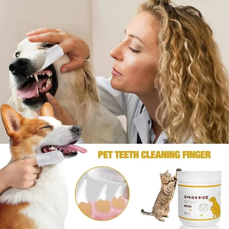 Pet Disposable Cleaning Wipes Dog Teeth Cleaning Finger Wipes Cat Ear and Eye Beauty Wipes Cat Hygiene and Beauty Products 50pcs