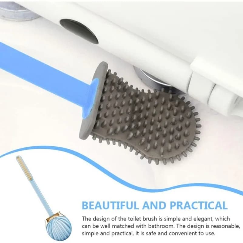 Silicone Toilet Brush Set with Long Handle