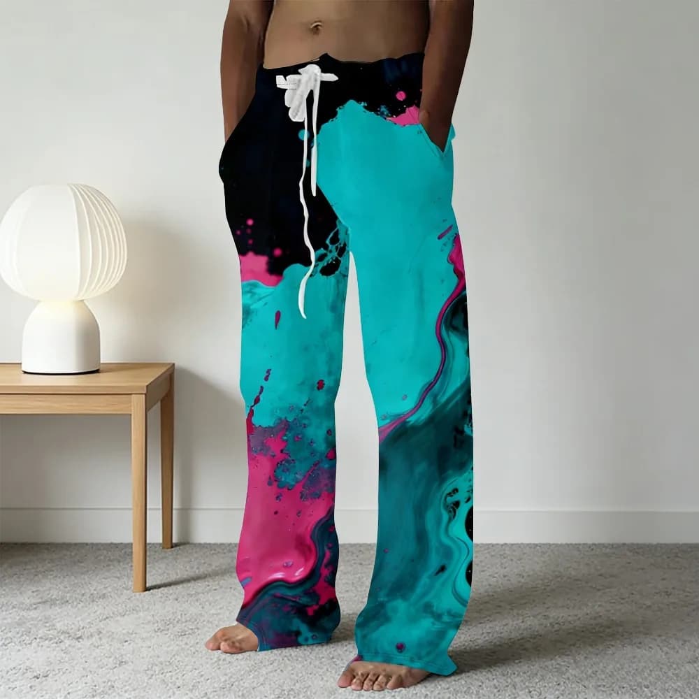 Men's Tie-Dye Wide Leg Lounge Pants