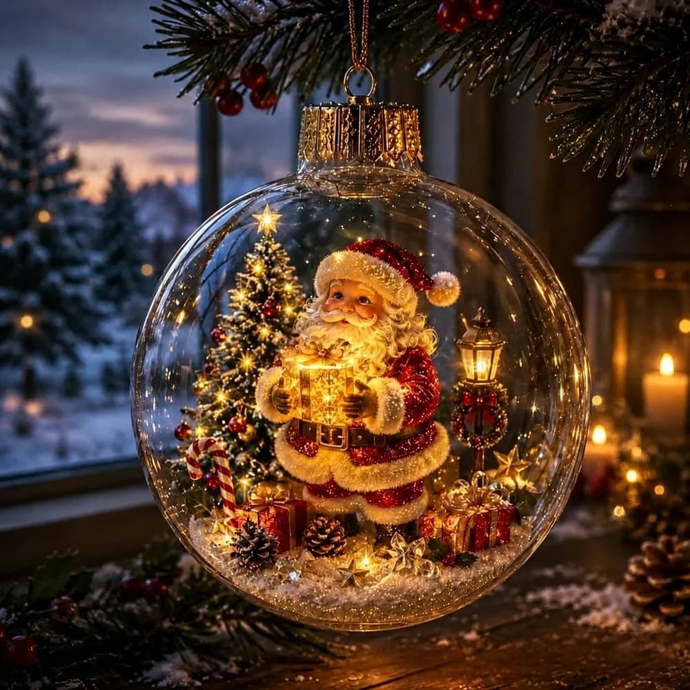 Lighted Glass Christmas Ball Ornament