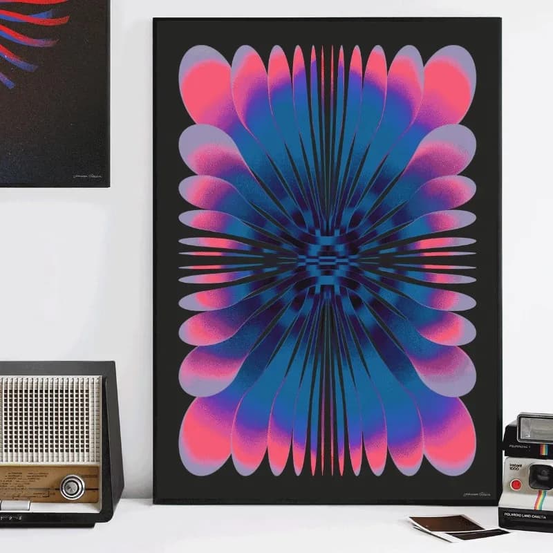 Abstract Futurism Wall Art Dark Colorful Character Geometry Canvas Print Trendy Retro Poster for Living Room Home Decor Gift