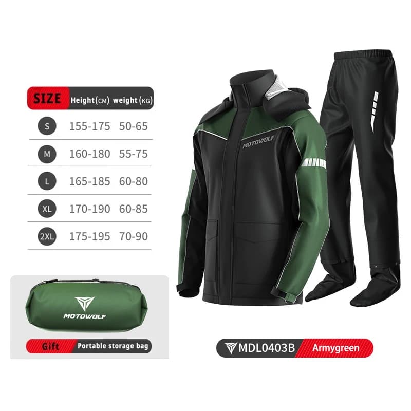 Motorcycle Split Waterproof Rainsuit with Accessories