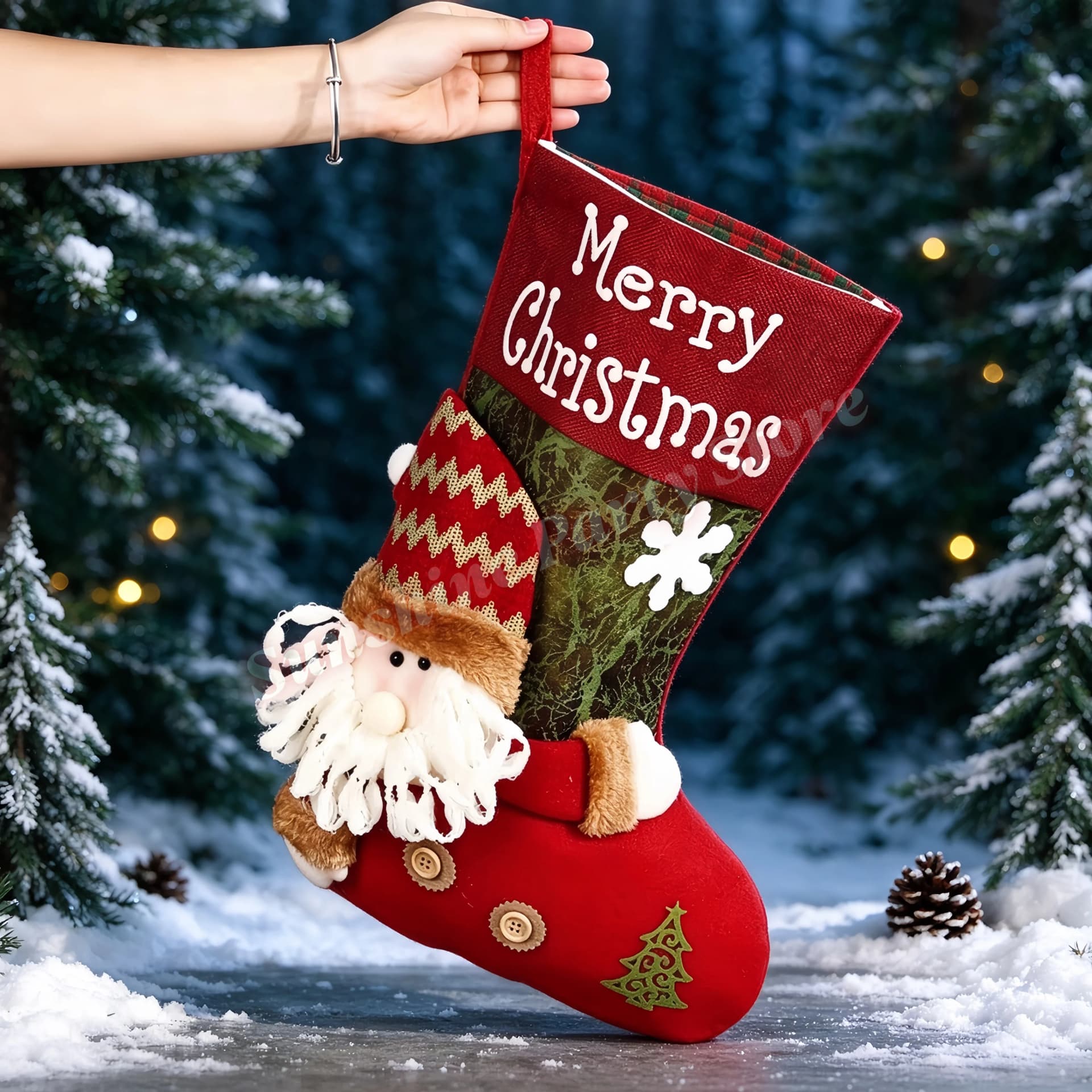 Large Plaid Christmas Stockings Set