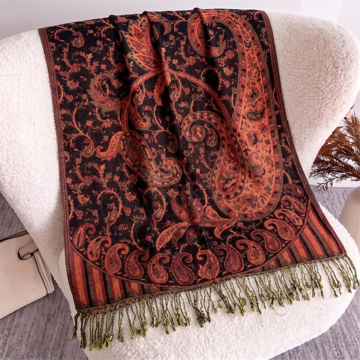 Pashmina Botanical Print Scarf Wrap Shawl