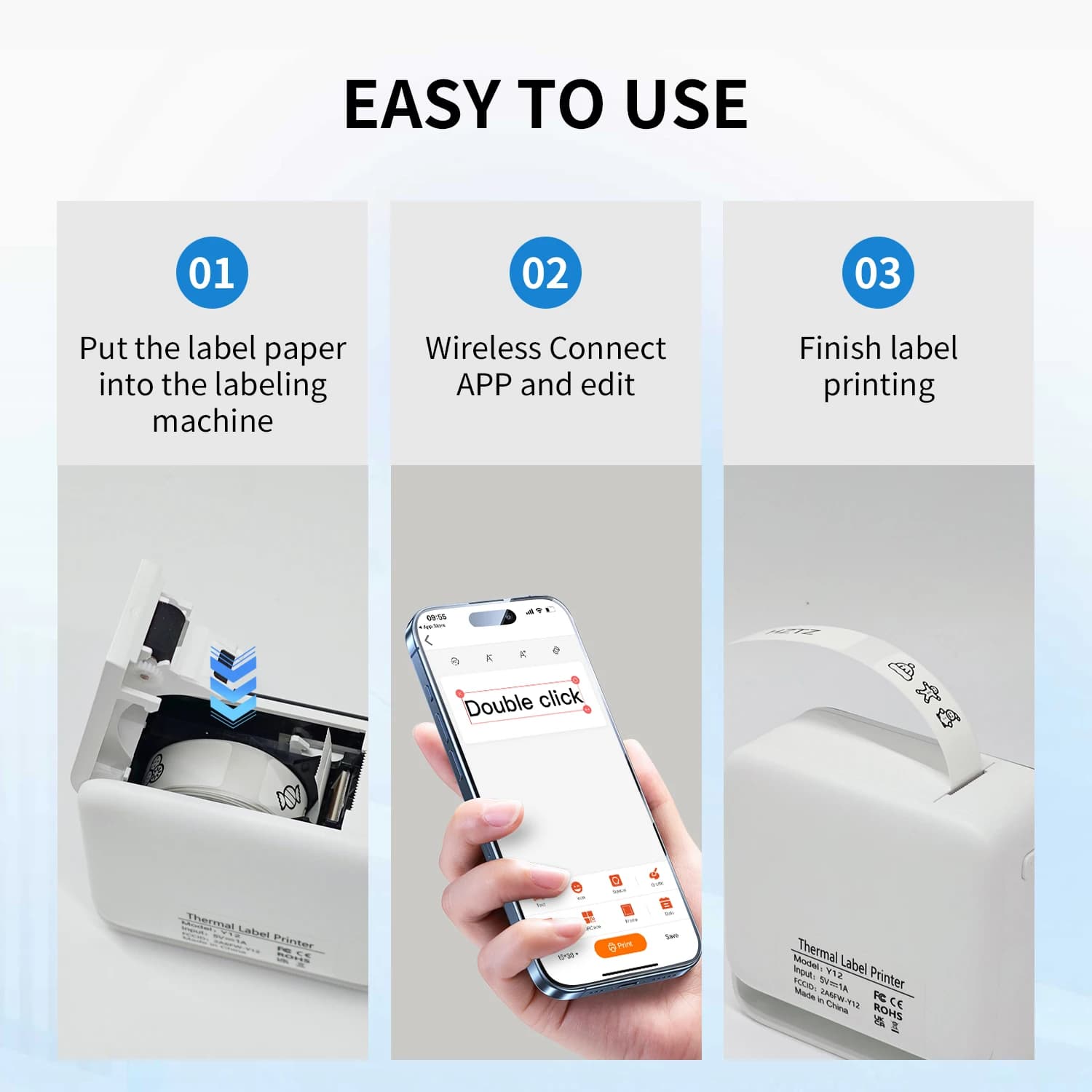 Portable Wireless Label Maker with Paper Roll