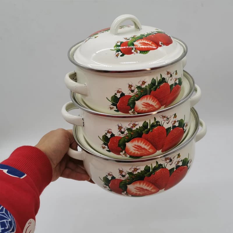 Strawberry Enameled Cookware Set 3-Piece