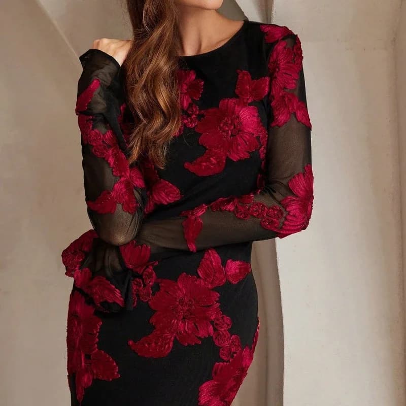Elegant Dress Dress for Women 2025 Spring Collection Waist V-neck Jacquard Embroidered Dress