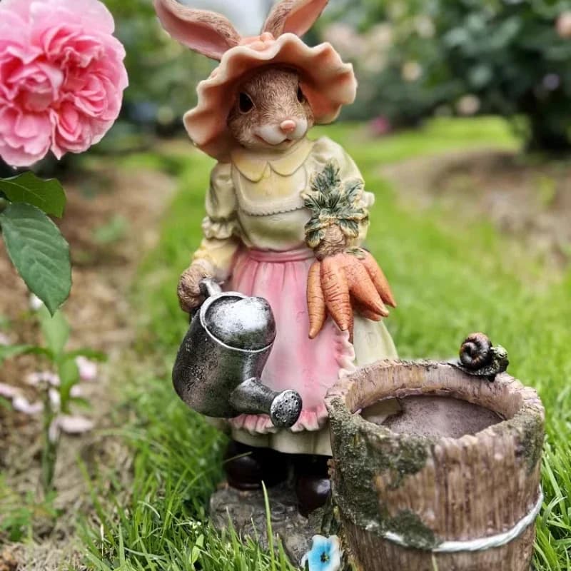 Rabbit Ceramic Flowerpot with Drainage Hole