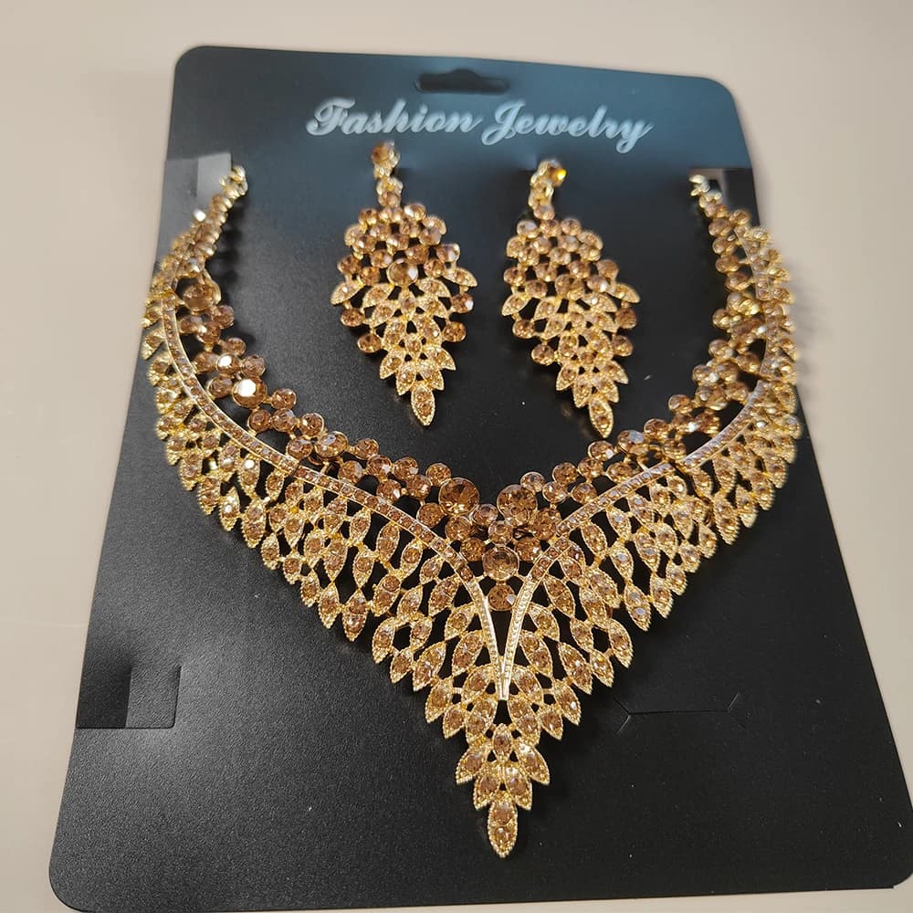 Red Crystal Statement Earrings and Rhinestone Choker Set