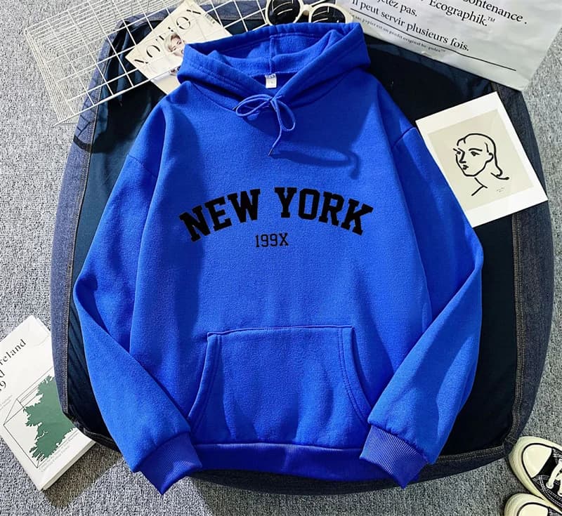 Women's Oversized Fleece Hoodie with NY Graphic