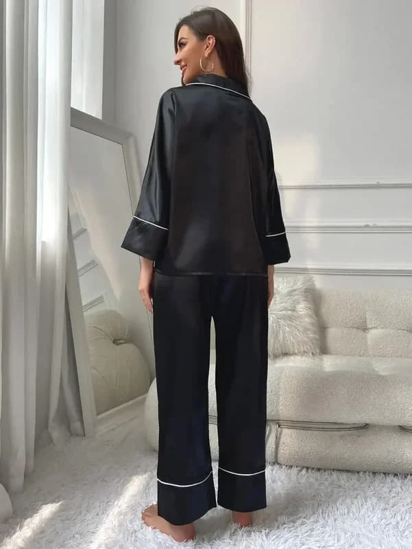Women's Satin Pajama Set Long Sleeve