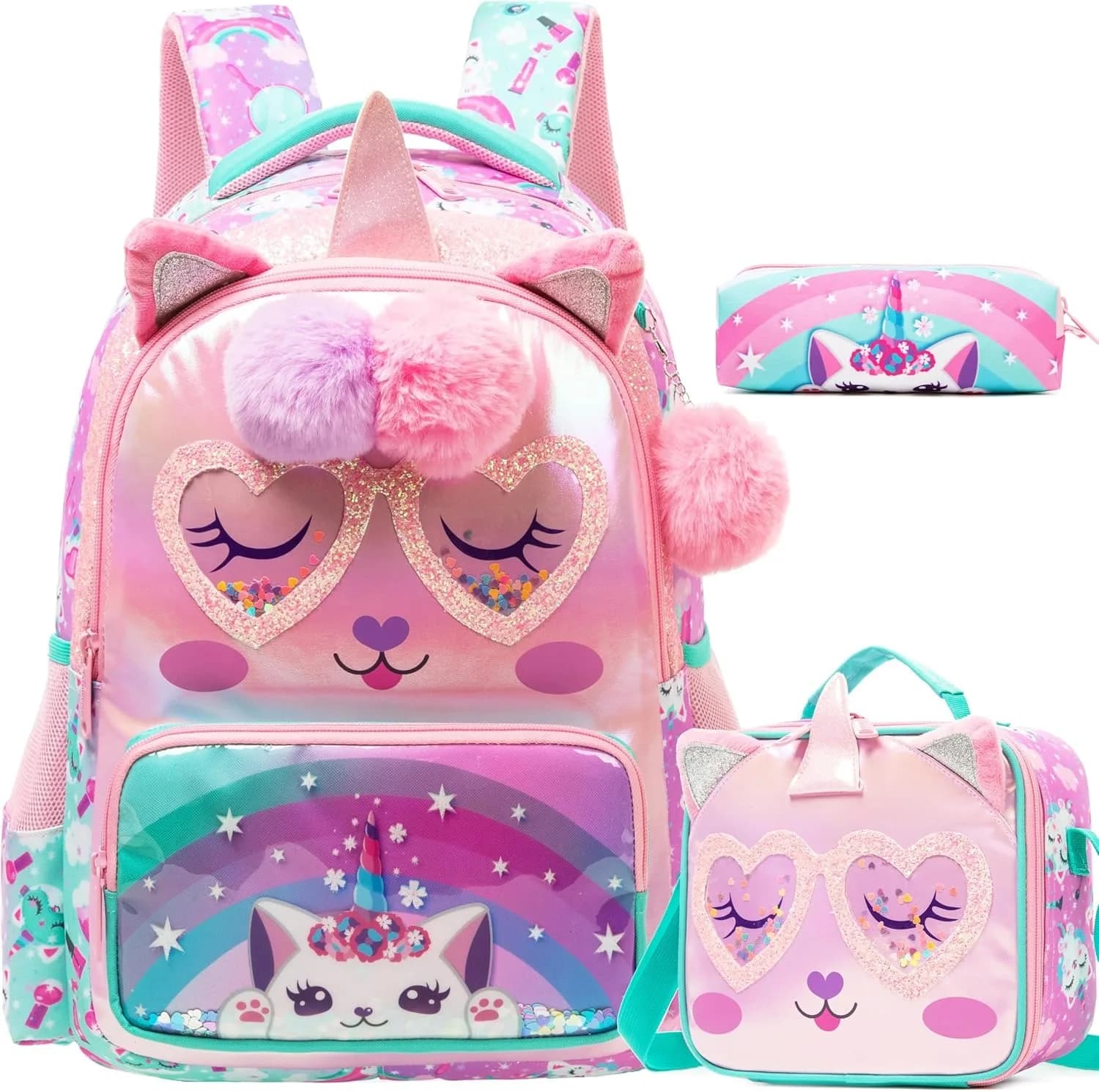 Girls School Backpack with Lunch Tote Set