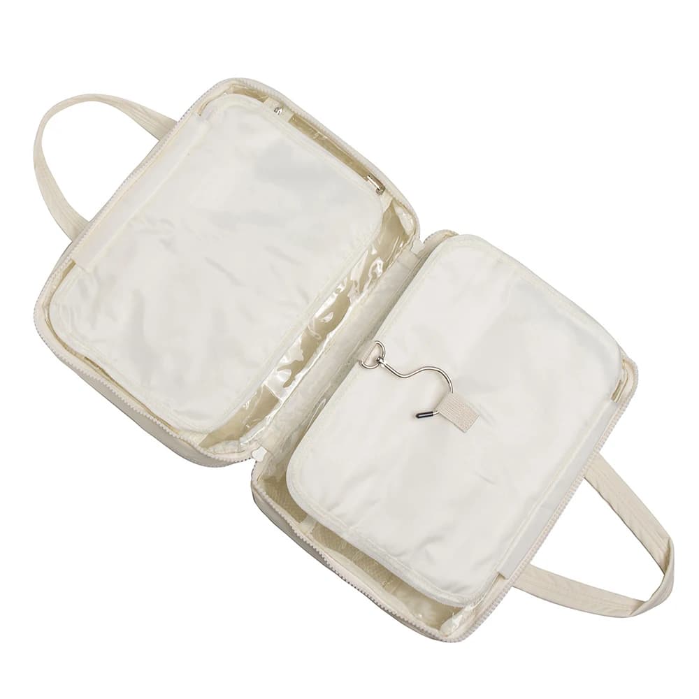 Toiletry Bag, Portable Hanging Storage Pouch with Hook, for Travel-Size Shampoo, Hairbrush Sets & Makeup Accessories