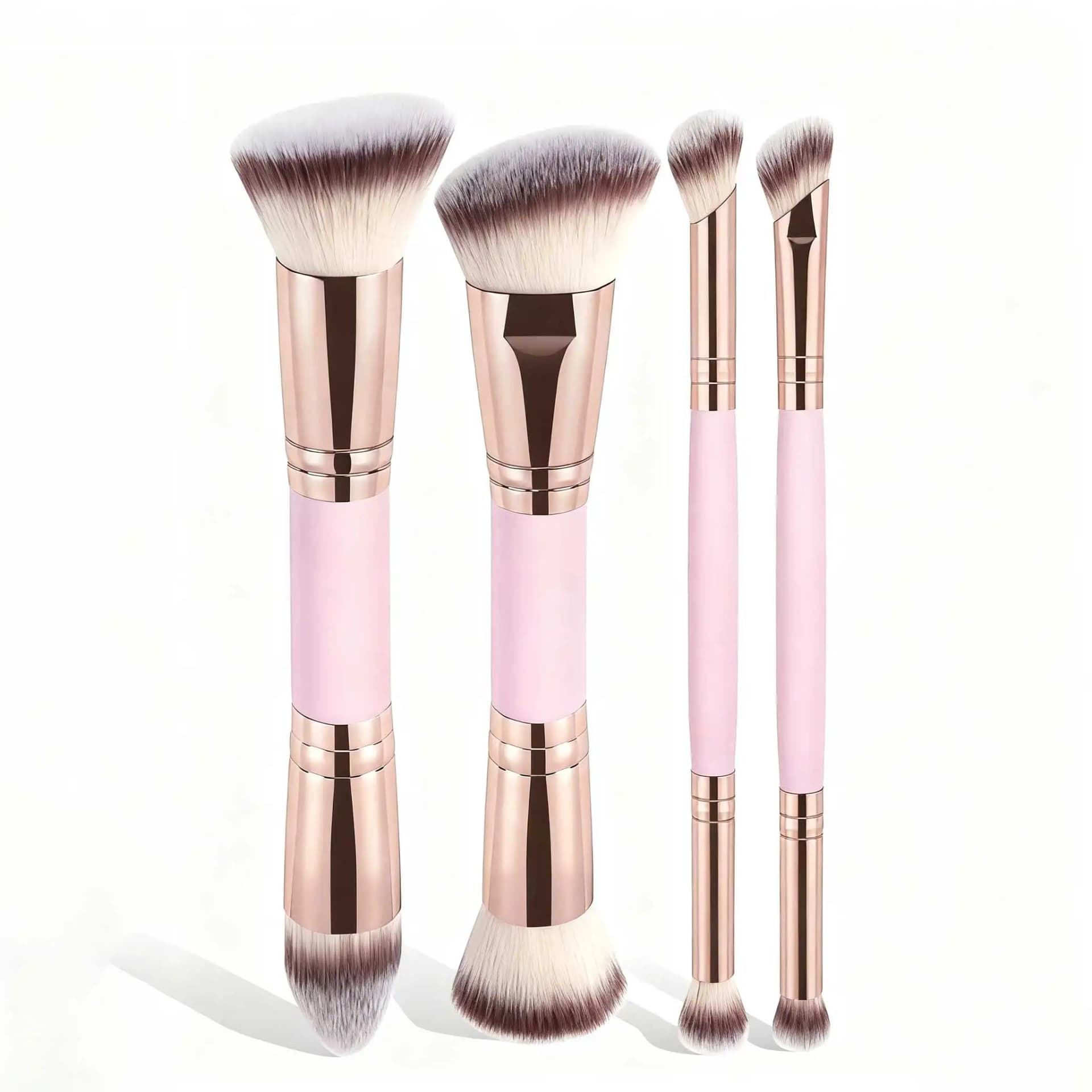 4pcs Basic Makeup Brushes Set With Box Dual-ended Foundations Powder Blush Details for Eyeshadow Brushes Beginner Travel