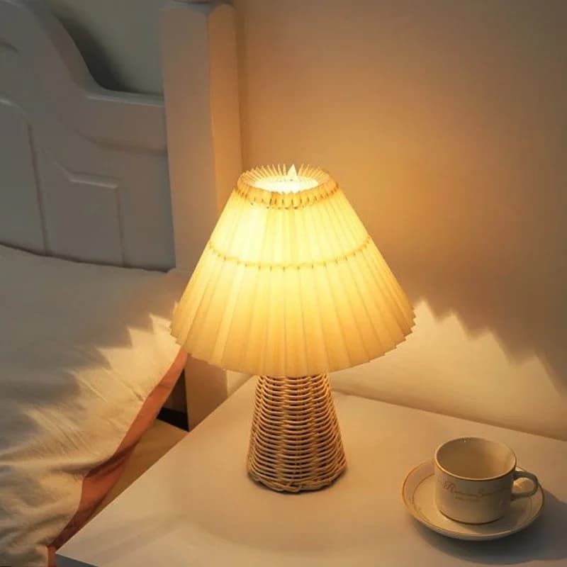 Handmade Rattan Bedside Table Lamp