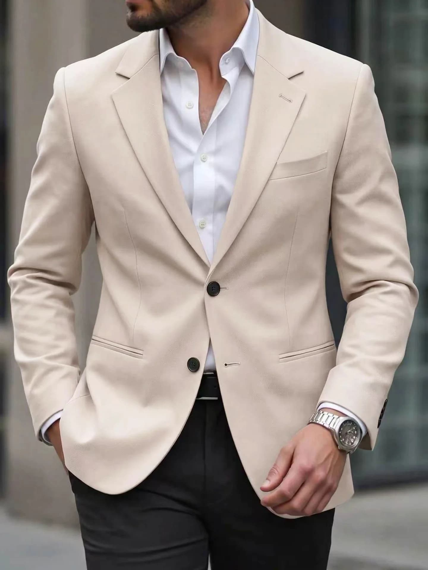 Men's Slim Fit Solid Color Blazer