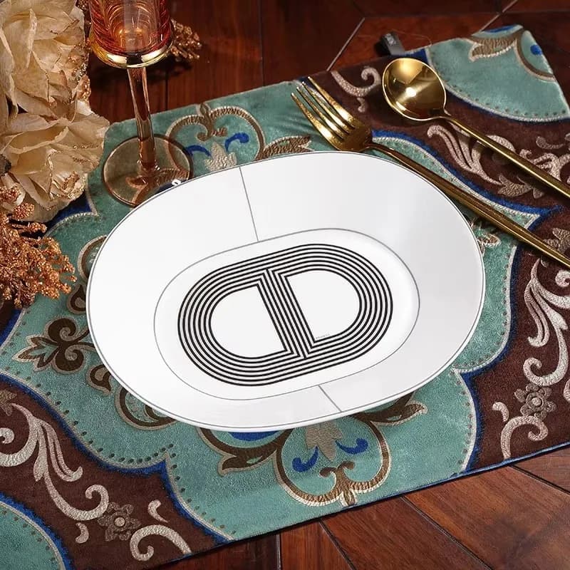 Ceramic Bone China Oval Condiment Plate Set