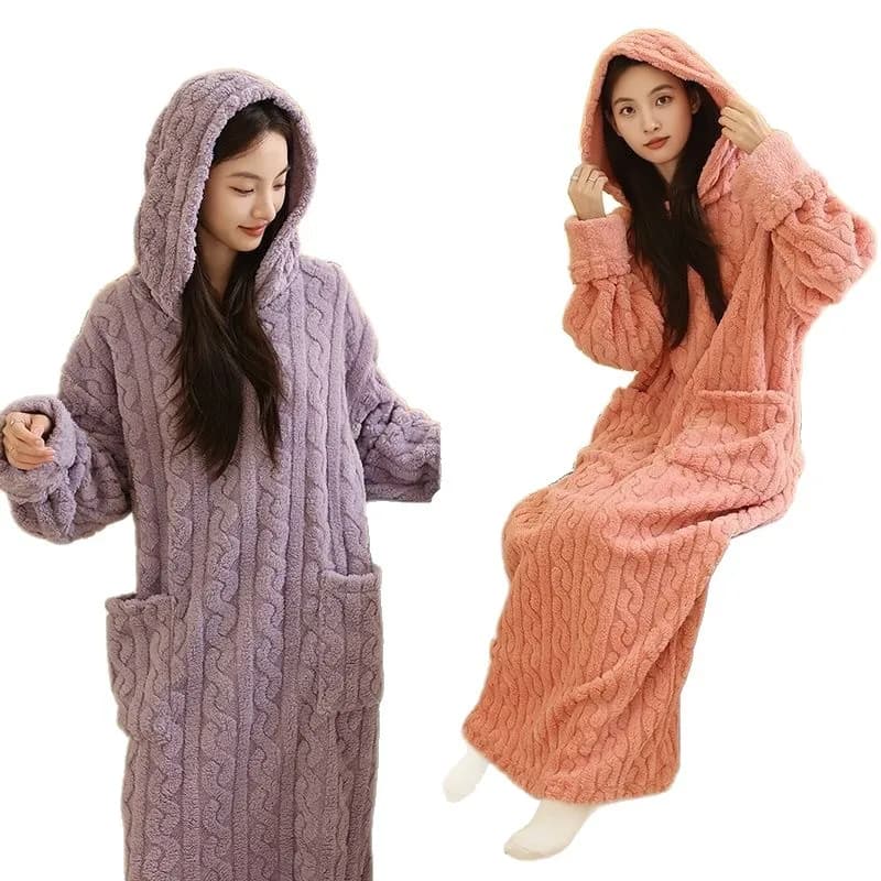 Hooded Coral Fleece Nightgown