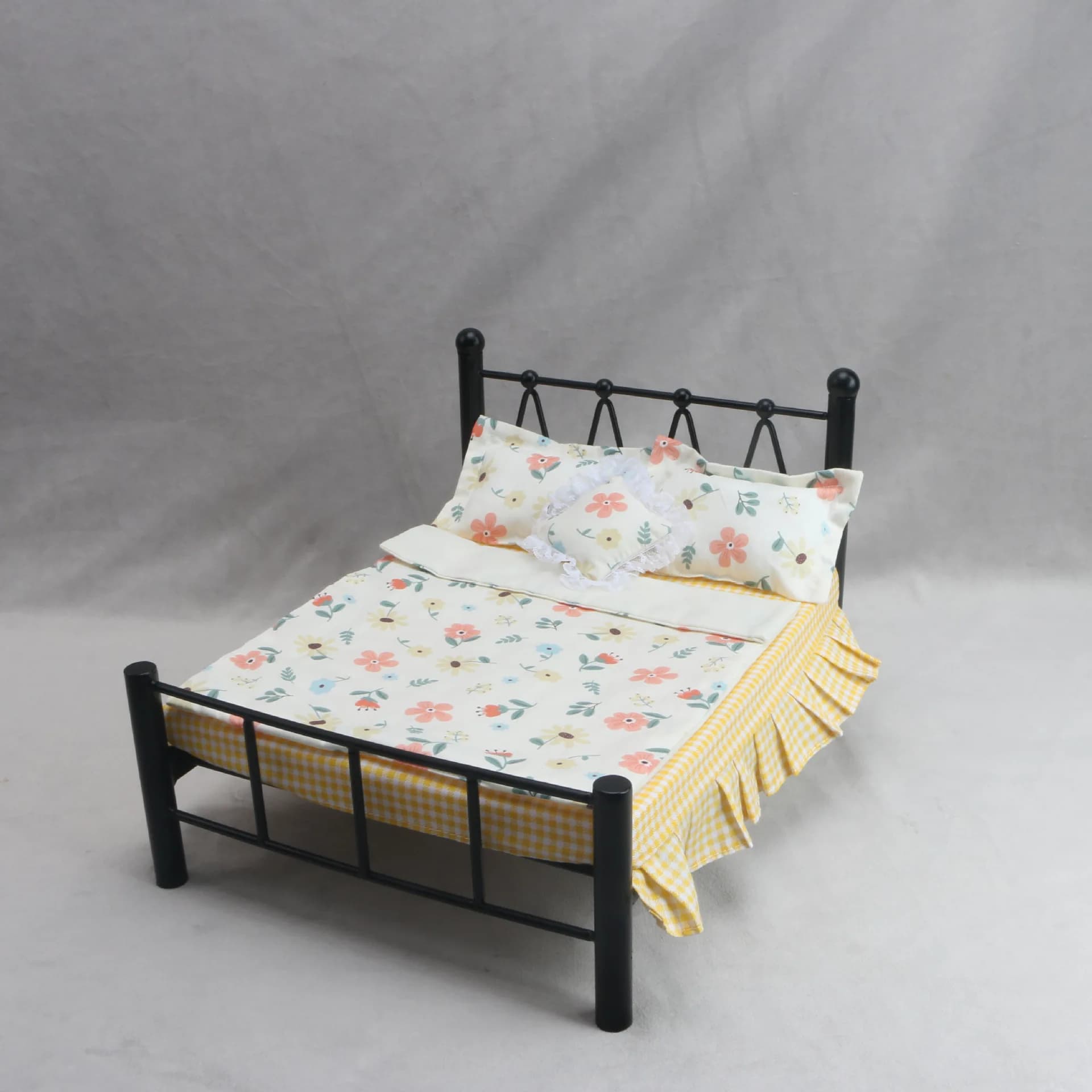 1/6 Dollhouse Miniature Bedding Set Series Of Literary Bedding Single Bed Set With Double Bed Blyth Doll Decoration Accessories