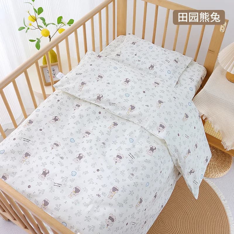 3Pcs Set Newborn Baby Crib Bedding Sets Cotton Soft Cartoon Print Color Bedroom Bed Cot Linen Quilt Cover Case Sheets Pillow