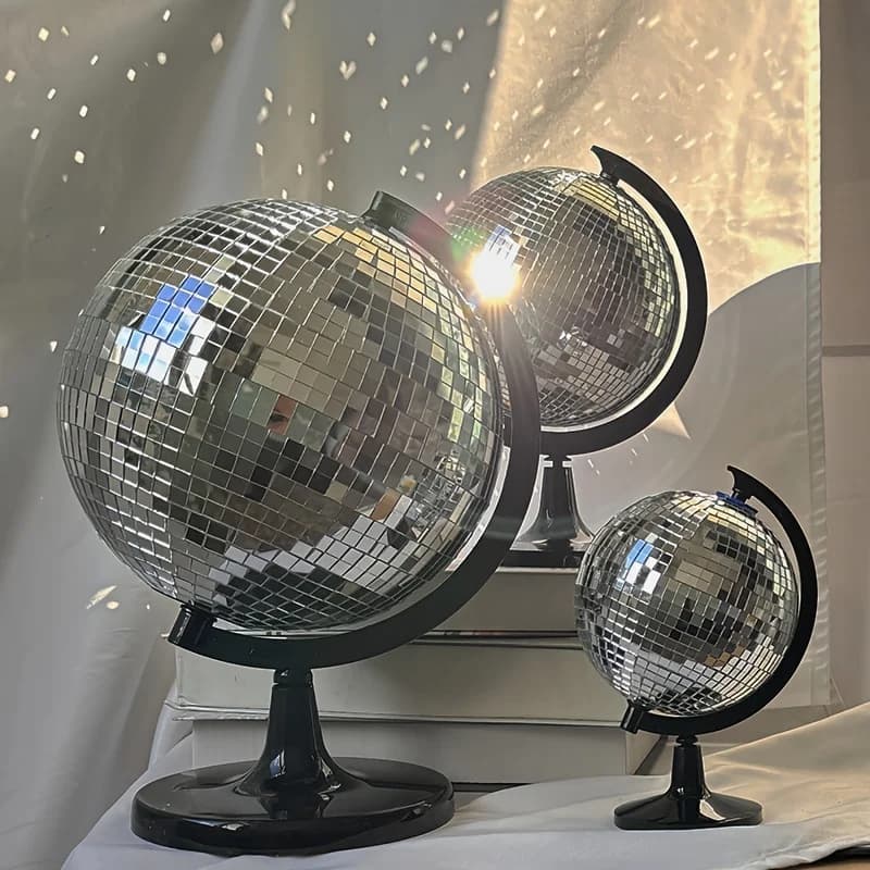 Rotating Glass Mirror Ball Ornament Light