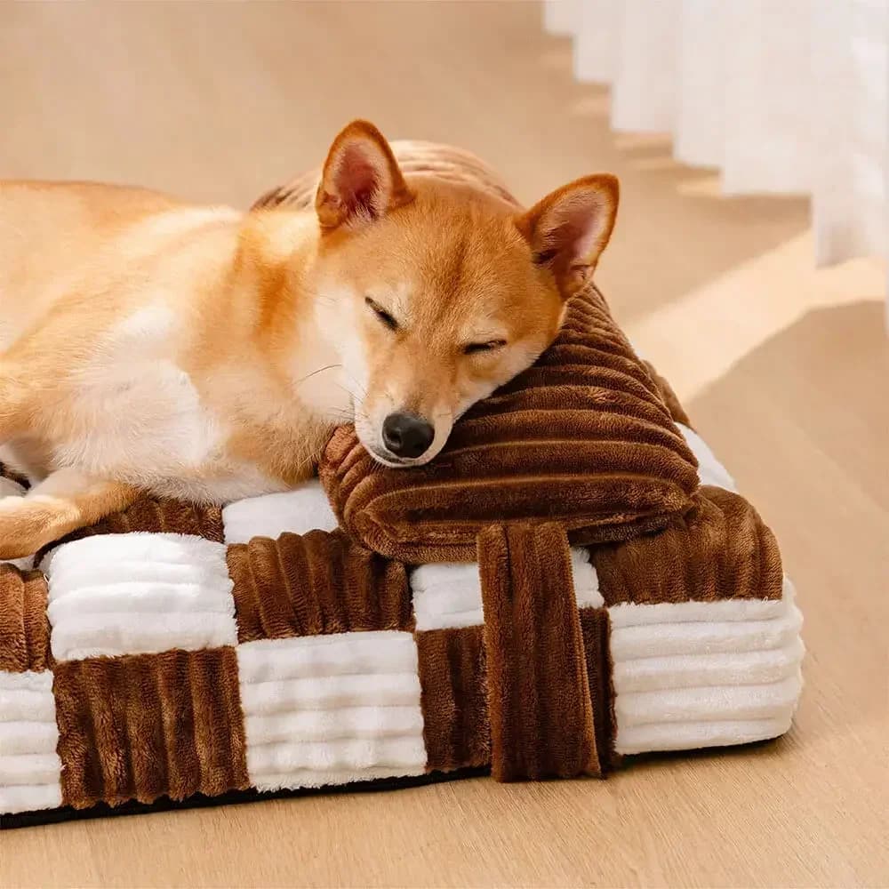Handmade Plush Orthopedic Dog Bed with Pillow